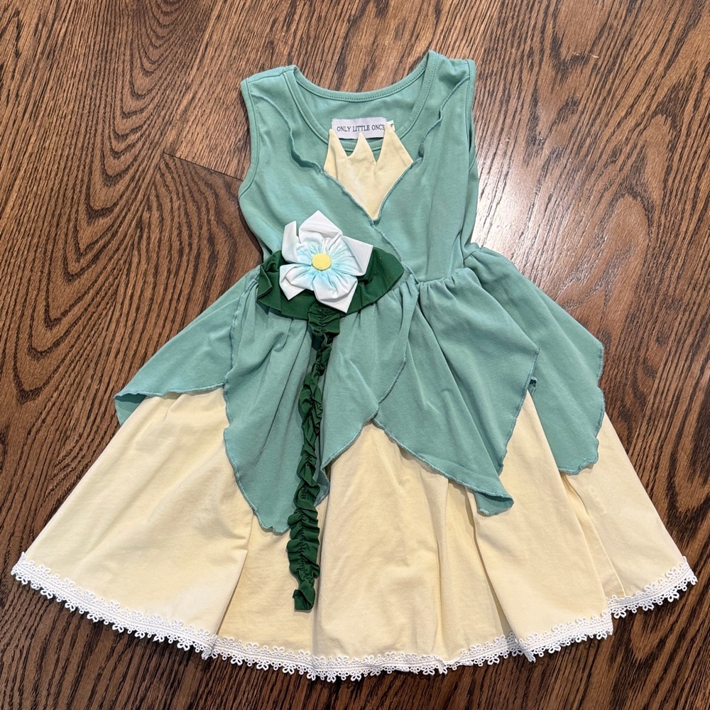 Green and Cream Frog Princess Costume Dress